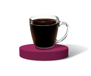 Dark Roast Coffee in Glass Mug on Purple Podium