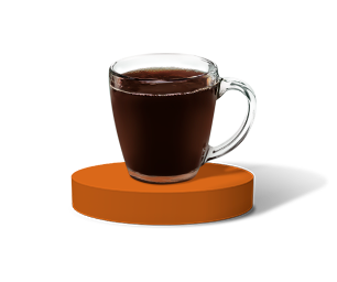 Medium Roast Coffee in Glass Mug on Orange Podium
