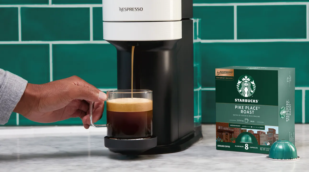 Nespresso® Vertuo machine and Starbucks by Nespresso for Vertuo Pike Place product